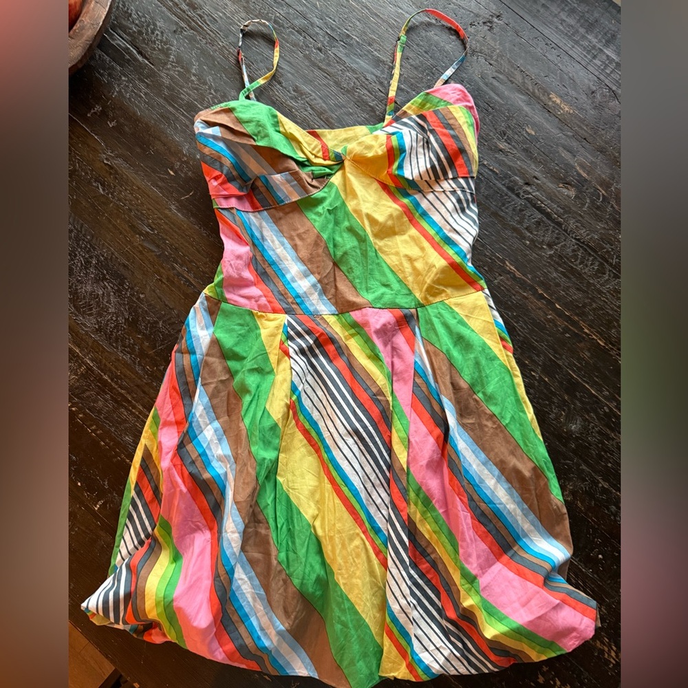 S/W/F Colorful Striped Spaghetti Strap Summer Dress Sz. XS.